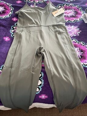 Very J Olive Green Strappy Jumpsuit Romper